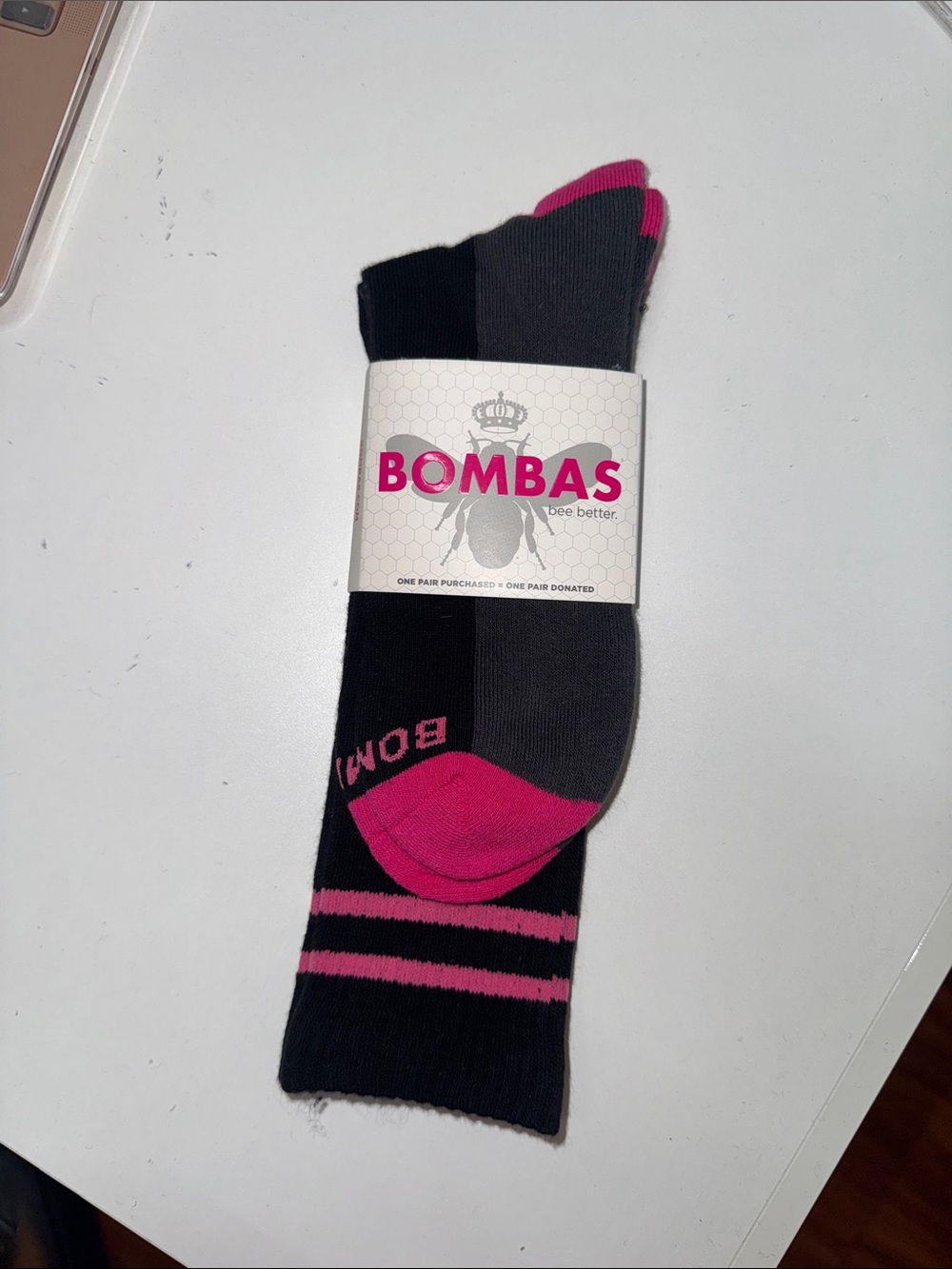 Bombas Black & Hot Pink Men's Crew Socks